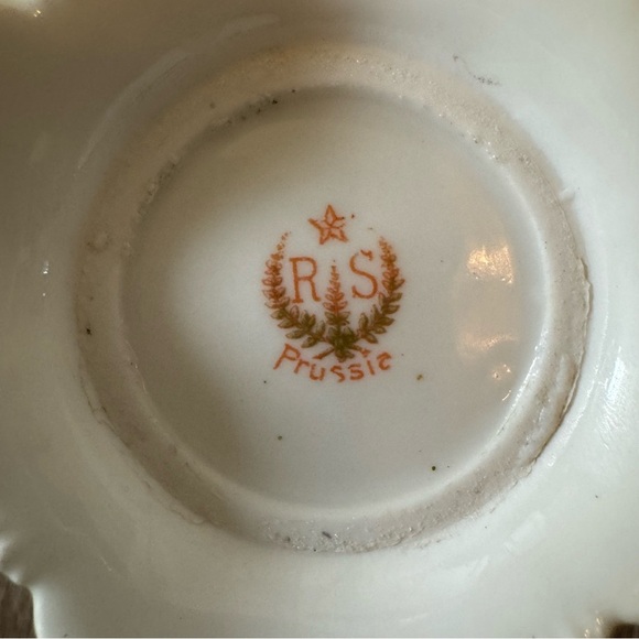 “SOLD” Antique R.S. Prussia Sugar Bowl Hand Painted Flowers Pastel Background - Picture 11 of 11